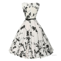 Womens flower printed lady vintage 50s sleeveless dress